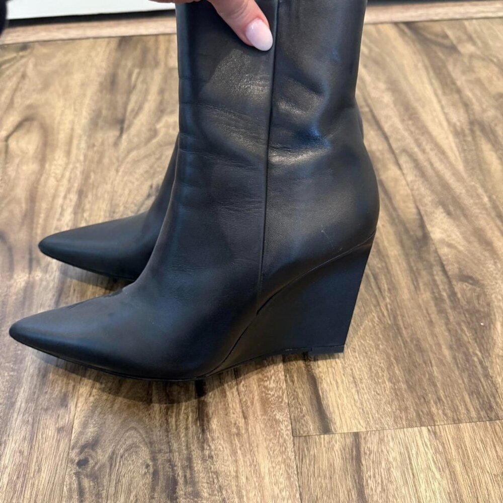 NWT ZARA Black Wedge Boots - size 8